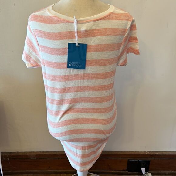 Market & Spruce melon white striped short sleeve tee Size XSP New - Picture 5 of 8